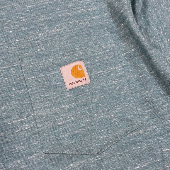Carhartt Pocket T-Shirt Mens Large Heather Green Loose Fit Work Tee Heavyweight - Picture 4 of 10